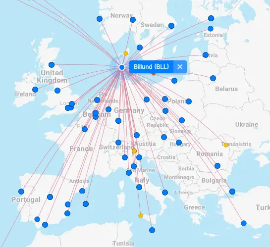 Direct flights to Billund